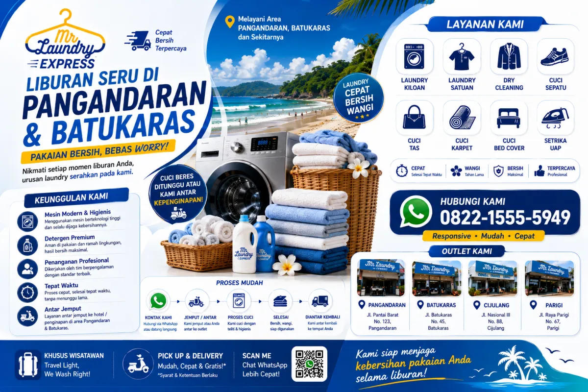 Dari Rumah ke Rumah, Mr Laundry Melayani Antar Jemput Cucian Area Pangandaran & Batukaras