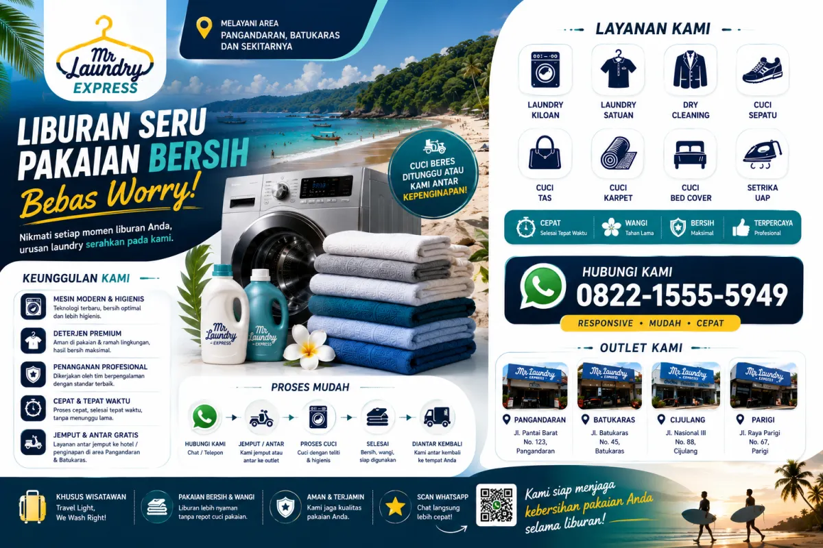 Mr Laundry Pangandaran & Batukaras, Partner Laundry Terpercaya dengan Layanan Antar Jemput